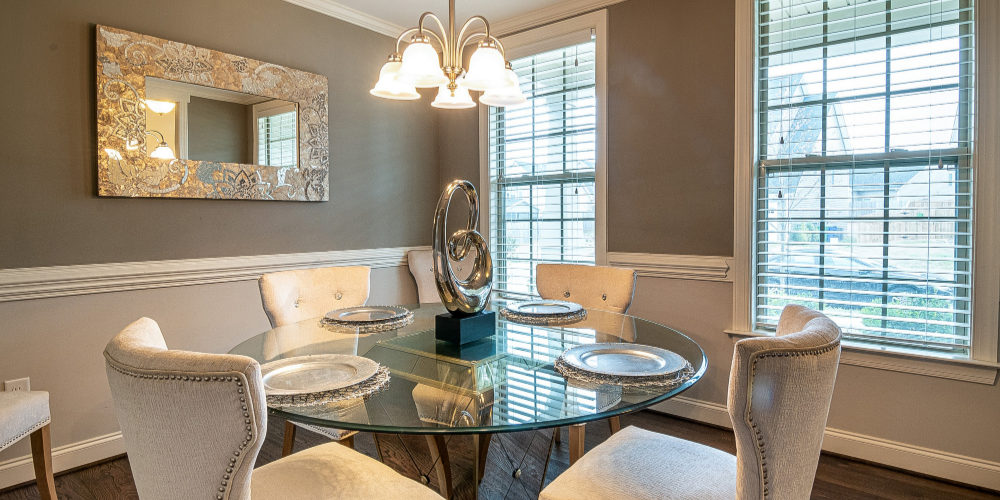 elegant grey dining room