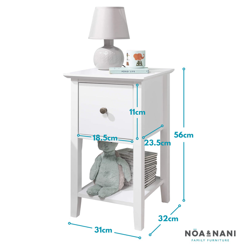 Asora Bedside Table with Drawer in Classic White