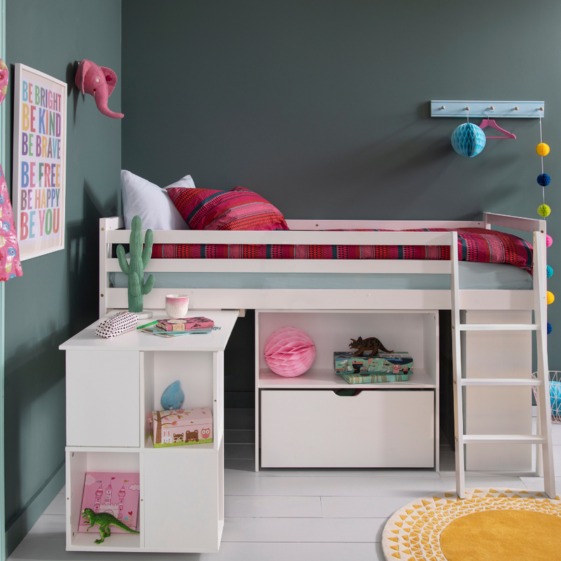 Oliver Cabin Bed Sleepstation with Underbed Storage and Desk in Classic White