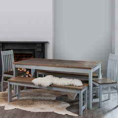 Hever Dining Table in Grey and Dark Pine