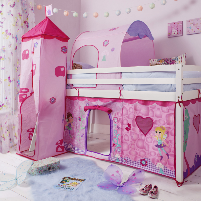 Moro Cabin Bed Midsleeper with Fairies Package in Classic White