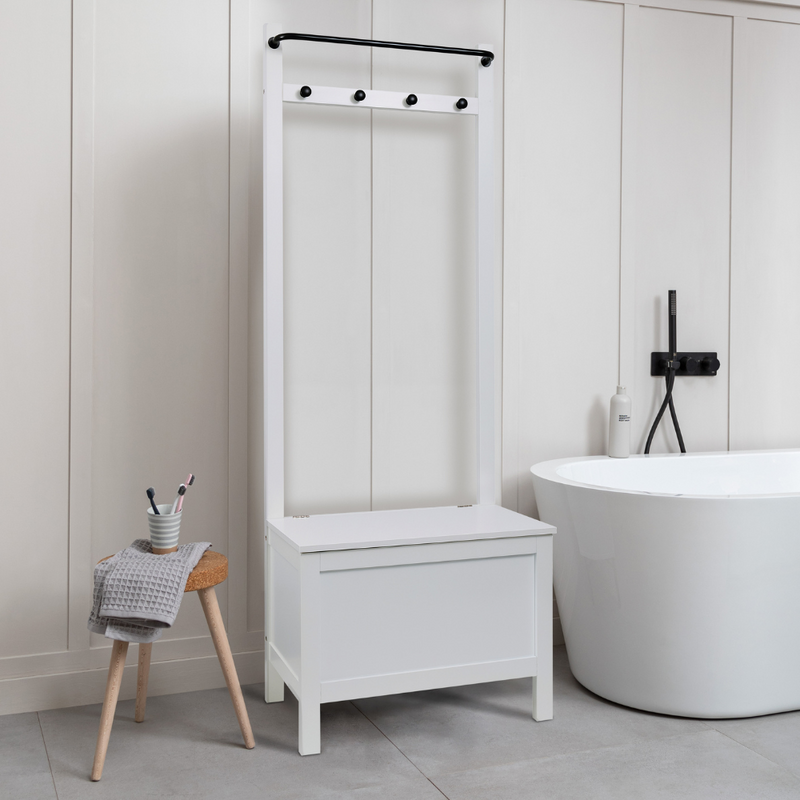 Karlstad Bathroom Storage and Coat Hook Cabinet in Classic White