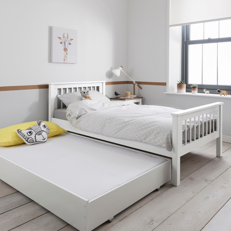 Hampshire Single Bed Frame with Olaf Pull Out Trundle in White