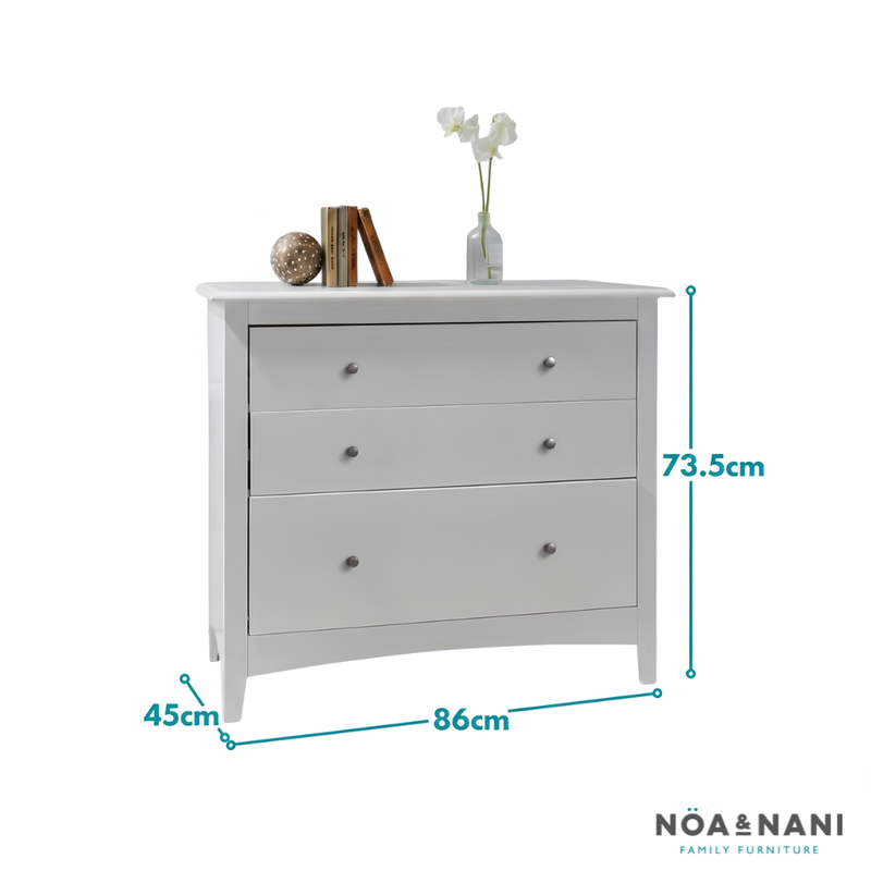 Moro Chest of Drawers 3 Drawer in Classic White