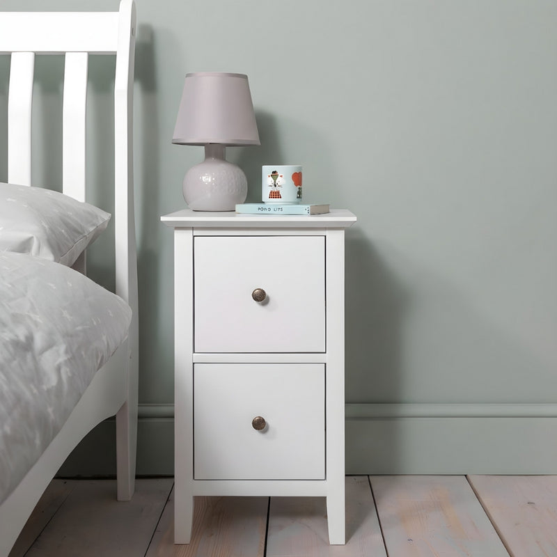 Asora Bedside 2 Drawer Cabinet Nightstand in Classic White
