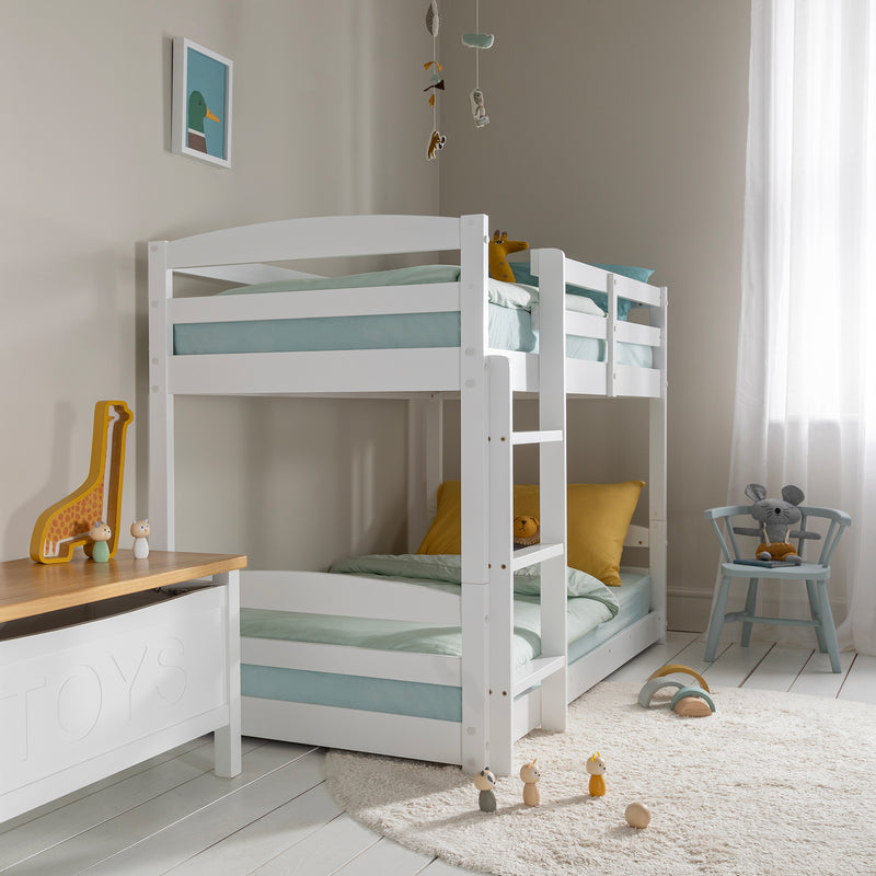 Mimi Shorty Bunk Bed Splits into Toddler and Day Bed in Classic White