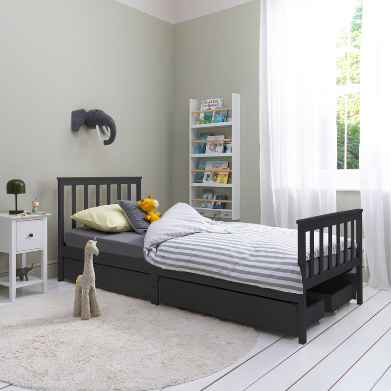 Otis Single Bed 3ft Frame with 4 Pull Out Storage Drawers in Anthracite