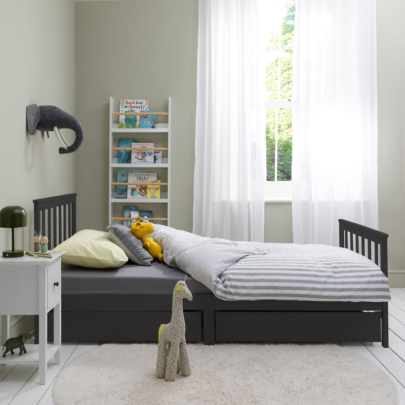 Otis Single Bed 3ft Frame with 4 Pull Out Storage Drawers in Anthracite