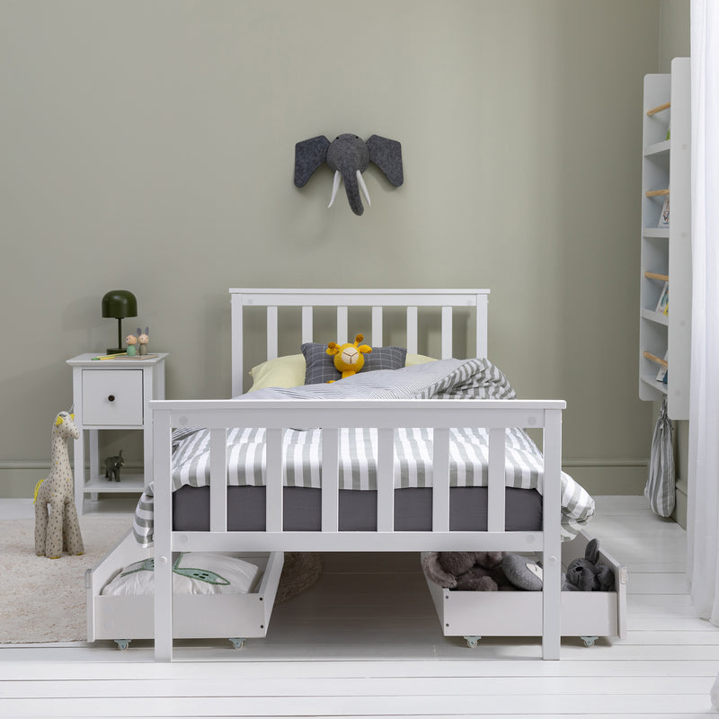 Joli Set of 2 Underbed Pull Out Storage Drawers Pair in Classic White