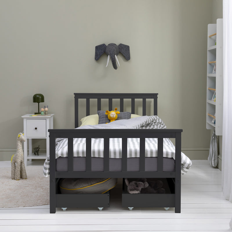 Otis Single Bed 3ft Frame with 4 Pull Out Storage Drawers in Anthracite