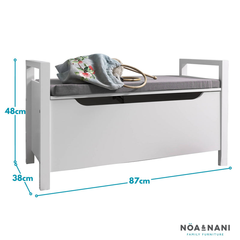 Olsen Storage Bench with Cushion in Classic White