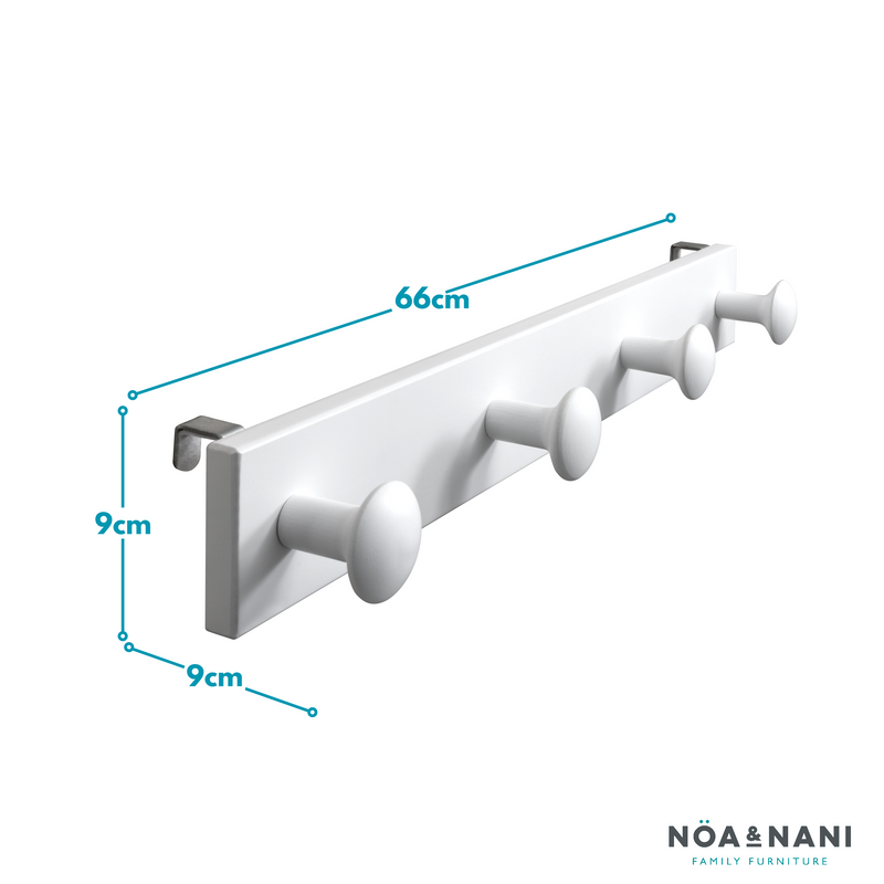 Coat hook Peg Rail for Bunk Beds and Cabin beds Kids bed in Classic White