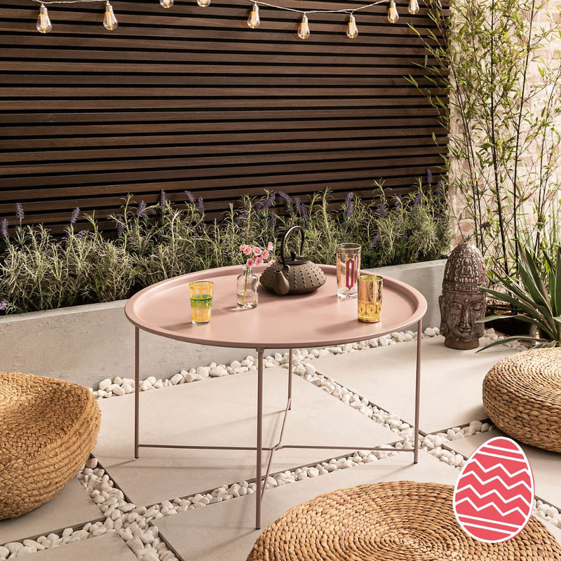 Bjarni Garden Patio Occasional Table in Blush Pink