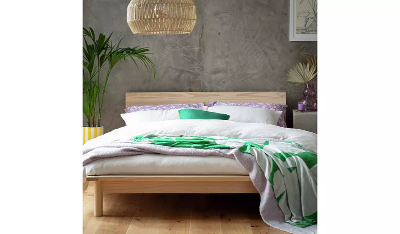 Akio Kingsize Wooden Platform Bed Frame - Natural 11972003 (OpenBox- See T's & C's for details)