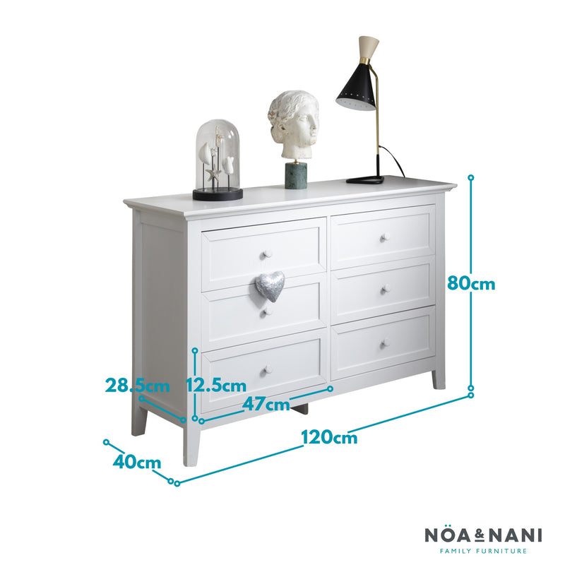 Torsby Chest of Drawers 6 Drawer in Classic White