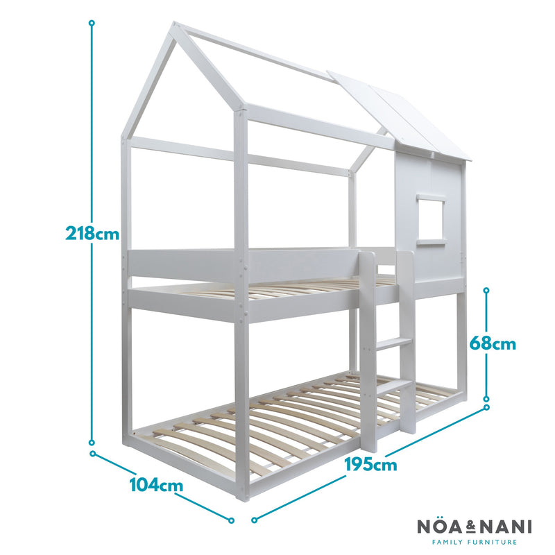 Luka Treehouse Midsleeper Bed with Tent Options in Classic White