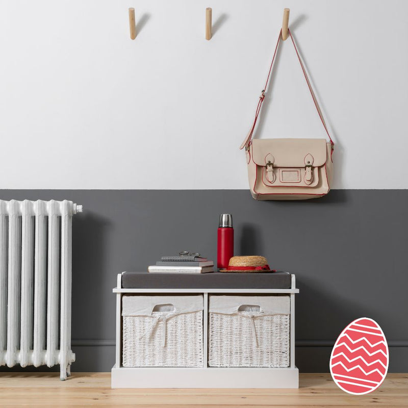Stockholm Storage Bench with 2 Baskets in Classic White