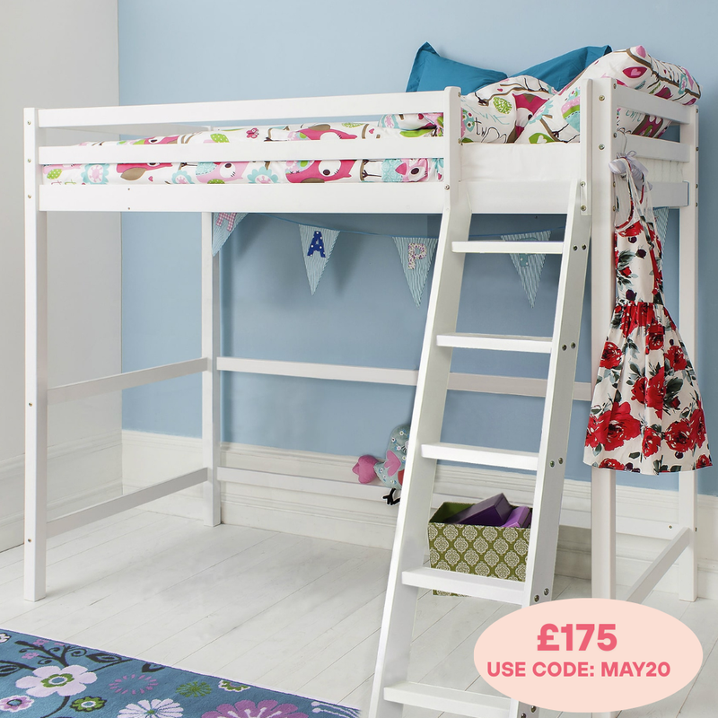 Texas High Sleeper Cabin Bed in Classic White