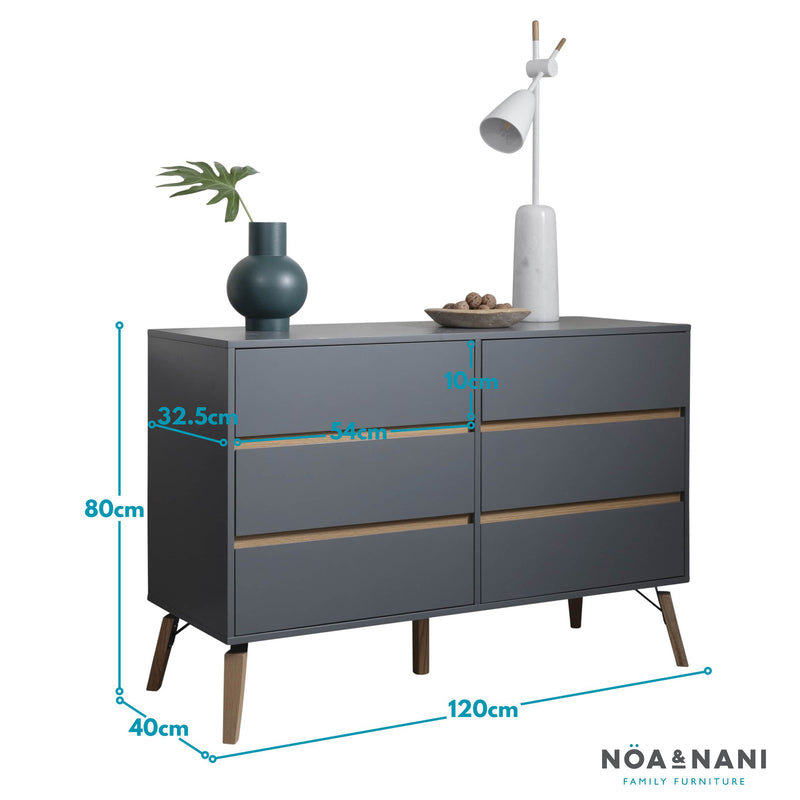 Otto Chest of Drawers 6 Drawer in Silk Grey