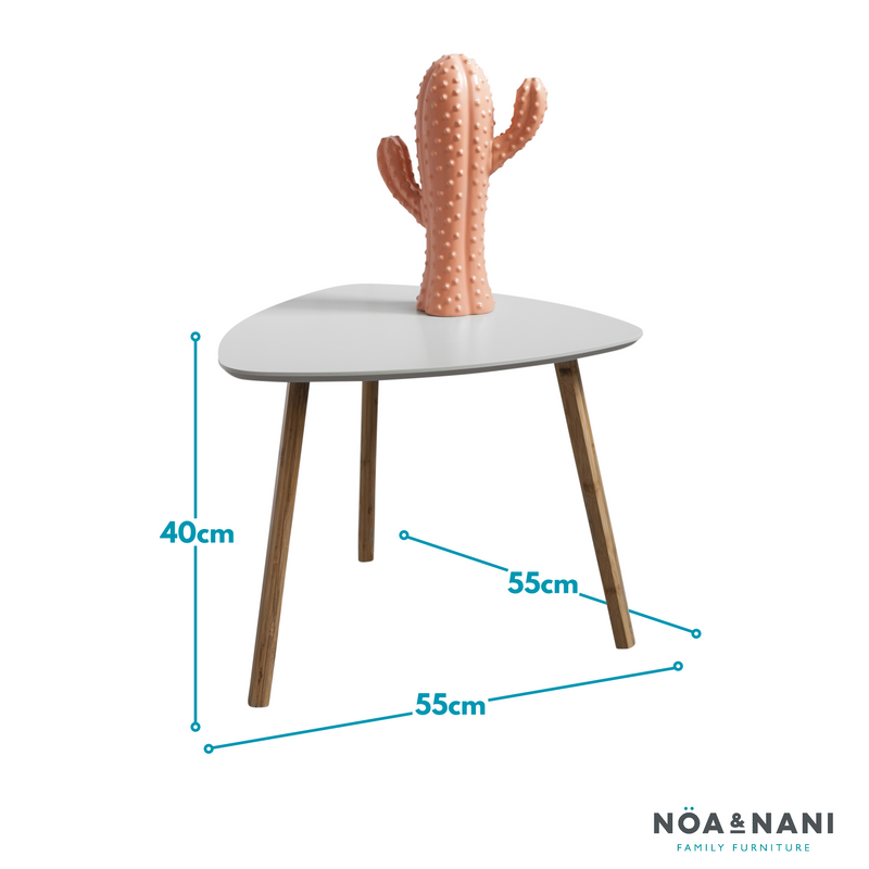 Malme Side Table Occasional Midsize in Light Grey and Natural Pine