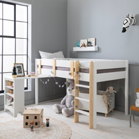 Una Midsleeper Cabin Bed with Moro Desk in Classic White