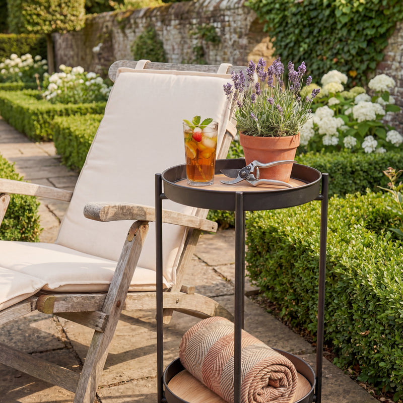 Flora Garden Patio Occasional Side Table in Black