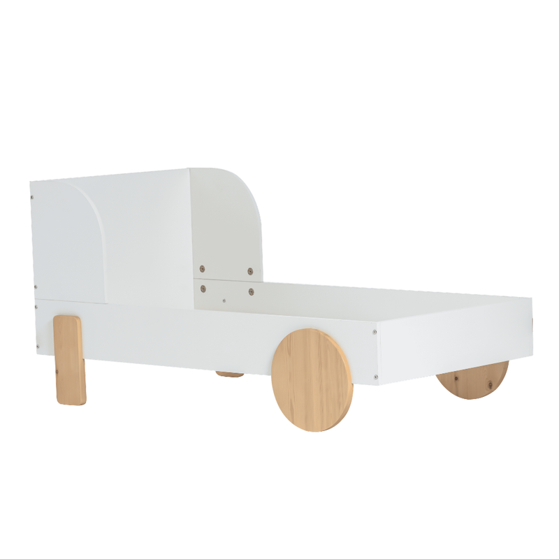 Jonas Toddler Car Bed in White & Natural Pine