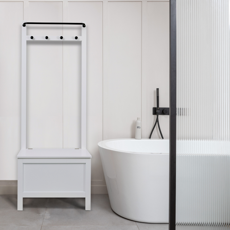 Karlstad Bathroom Storage and Coat Hook Cabinet in Classic White