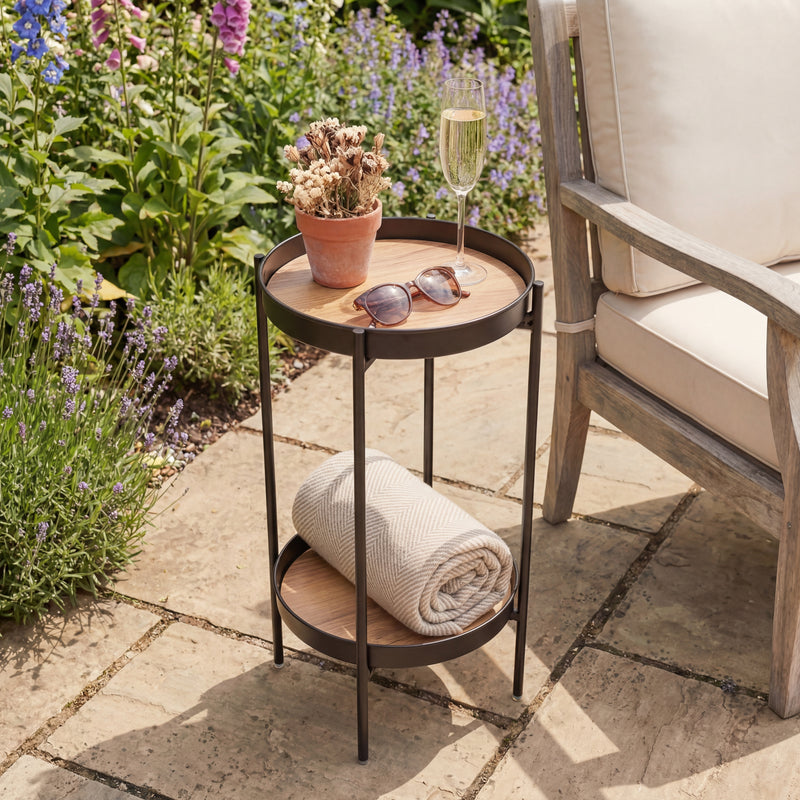 Flora Garden Patio Occasional Side Table in Black