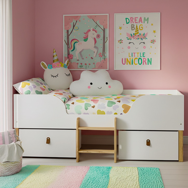 Arvid Shorty Cabin Bed Captains Low Midsleeper with Storage in Classic White