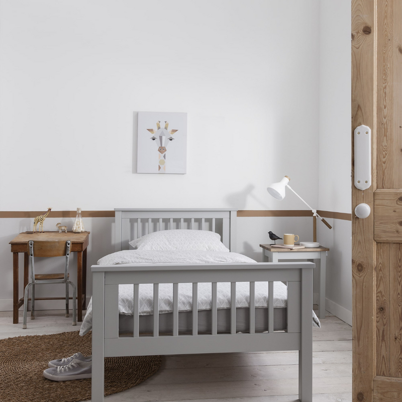 Hampshire Single Bed Frame with Matheus Pull-Out Trundle in Grey