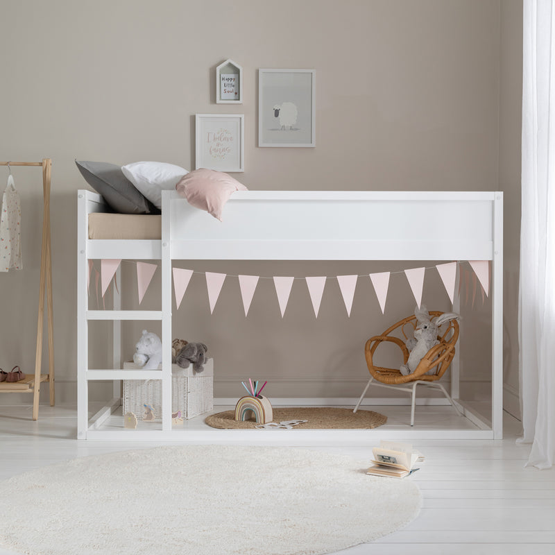 Lykke Midsleeper Cabin Bed Reversible with Straight Ladder in Classic White