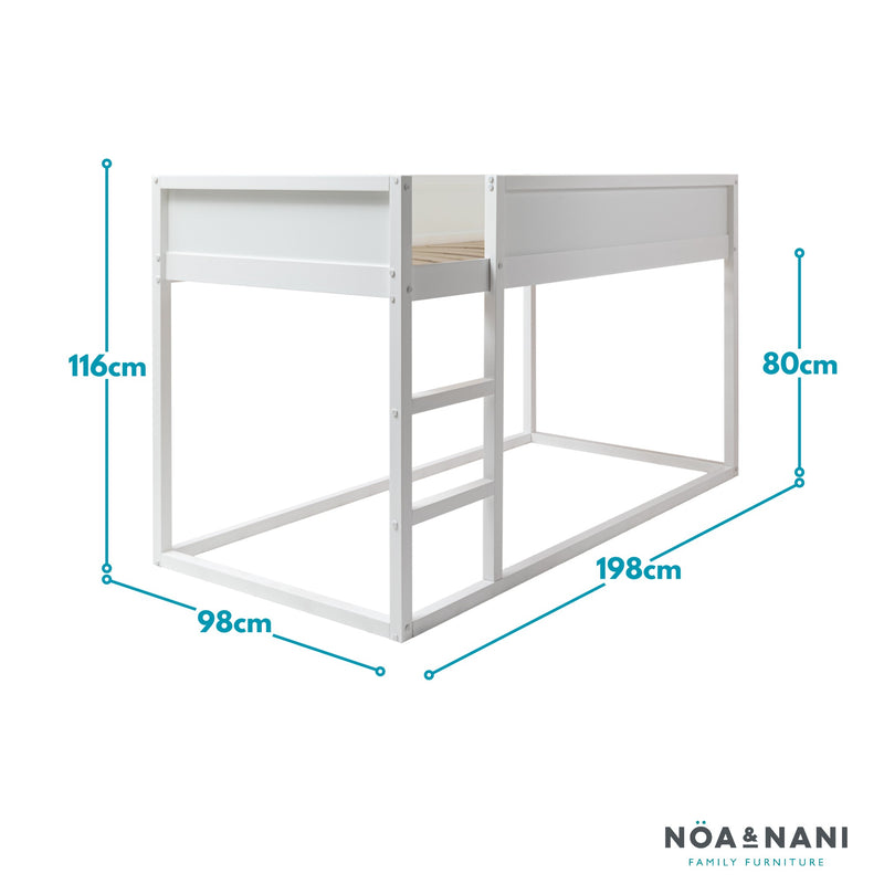 Lykke Midsleeper Cabin Bed Reversible with Straight Ladder in Classic White