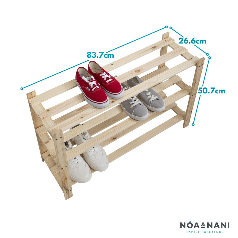 3 Tier Shoe Rack in Natural Pine