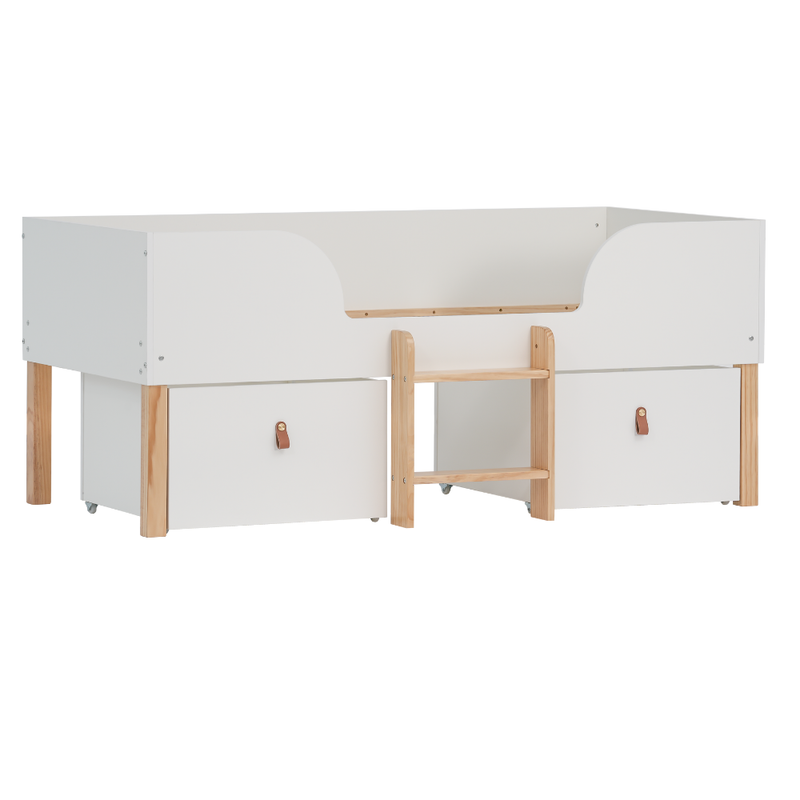 Arvid Shorty Cabin Bed Captains Low Midsleeper with Storage in Classic White