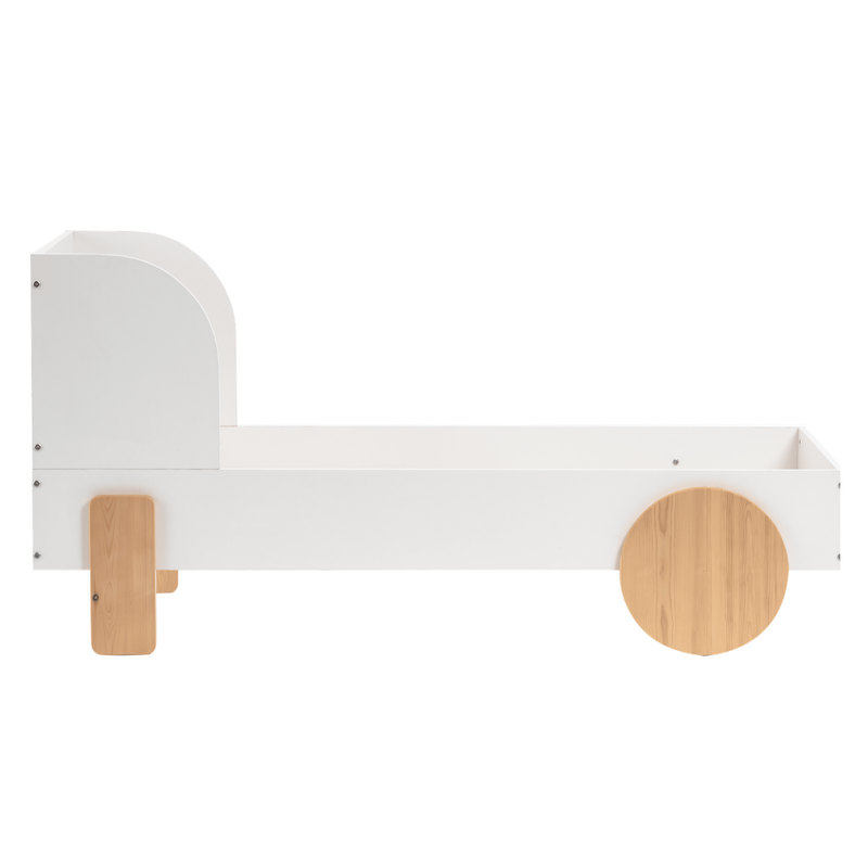 Jonas Toddler Car Bed in White & Natural Pine