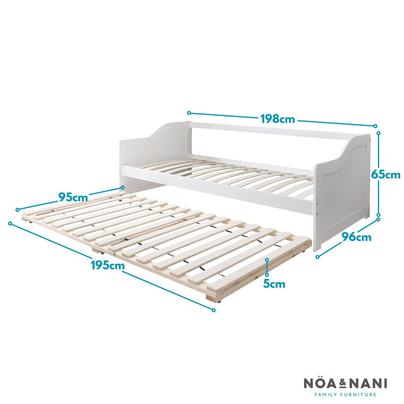 Esben Day Bed with Pull out Trundle in Classic White