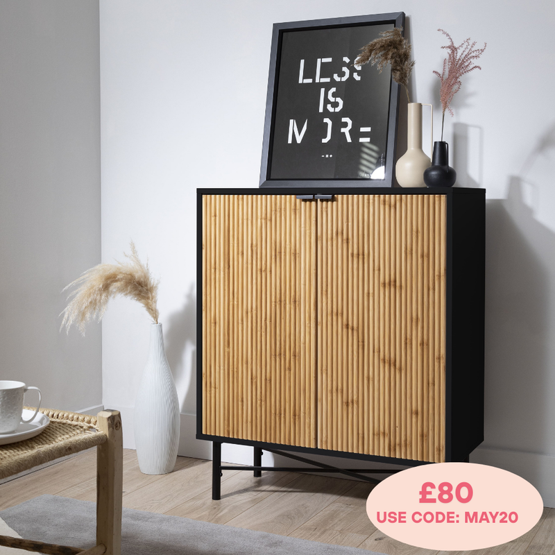 Rökstorp Sideboard with Bamboo Style Doors in Black