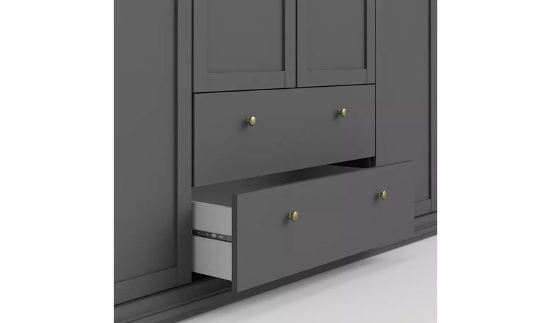 4 Door 2 Drawer Wardrobe - Grey 14650676 (OpenBox- See T's & C's for details)