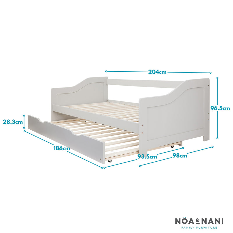 Hove Day Bed with Pullout Trundle in Silk Grey
