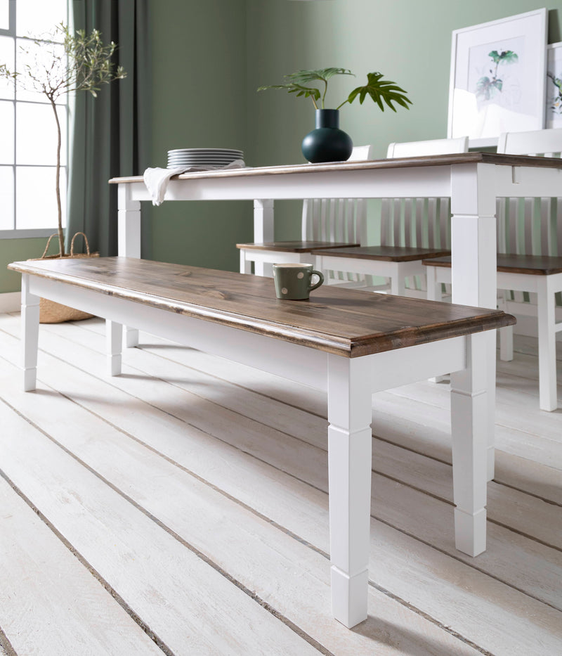 Canterbury Hallway Bench Entryway in White and Dark Pine