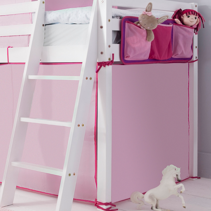 Moro Cabin Bed Midsleeper & Pink Package in Classic White