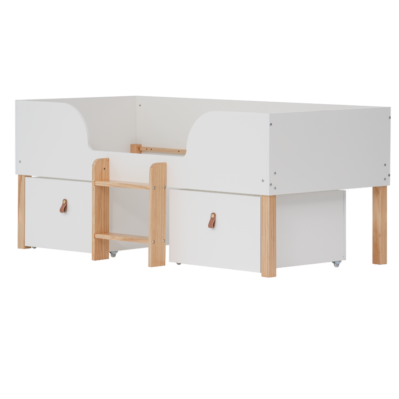 Arvid Shorty Cabin Bed Captains Low Midsleeper with Storage in Classic White