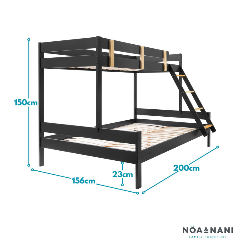 Una Triple Bunk Bed with Single and Double Bed in Anthracite