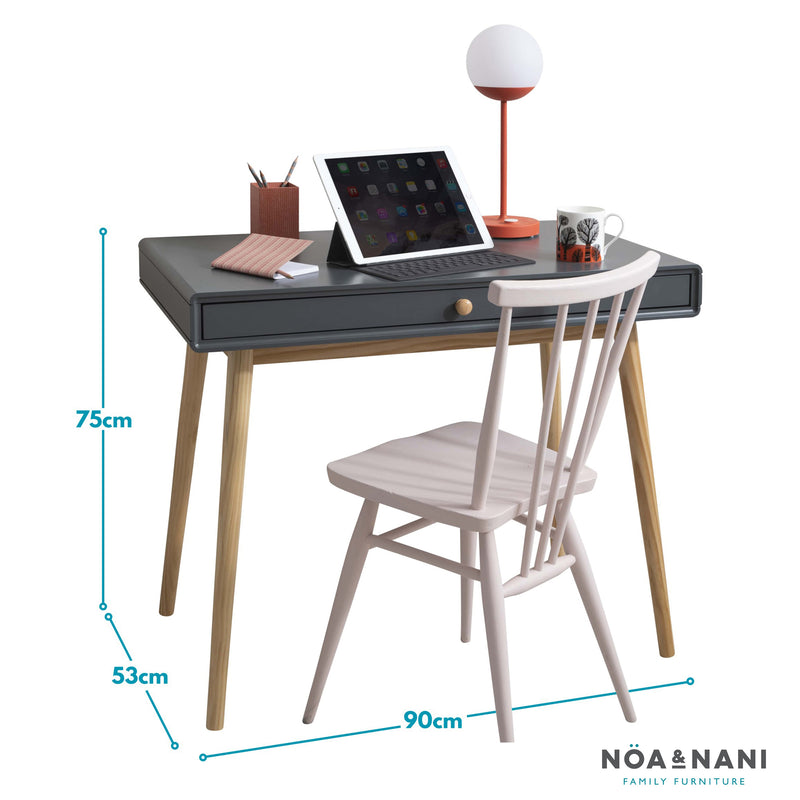 Frank Desk in Dark Grey and Natural Pine