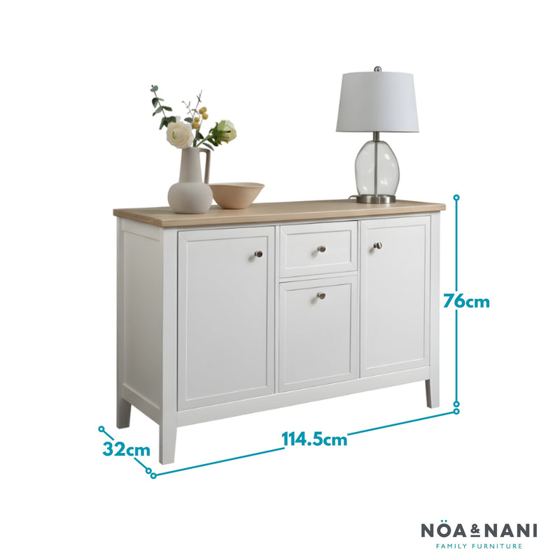 Leines Hallway Sideboard Narrow in Oak and Classic White