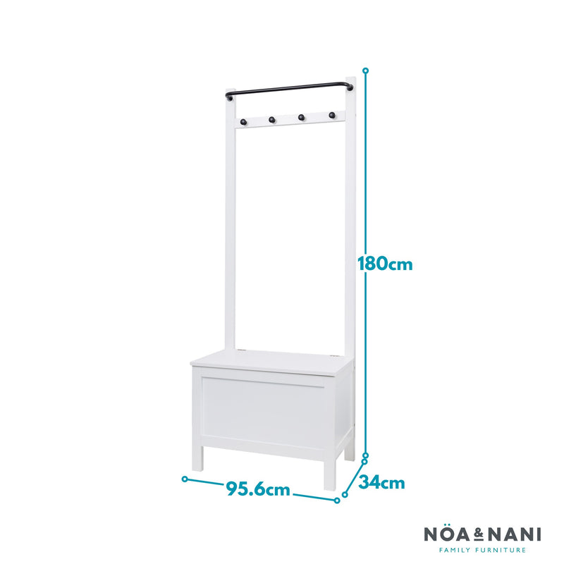 Karlstad Hallway Bench Shoe Storage and Coat Hook in Classic White