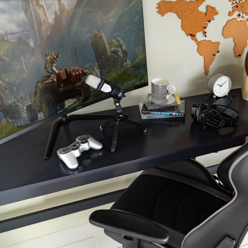 Typhoon Gaming Station High Sleeper Kids Cabin Bed with Desk in Black