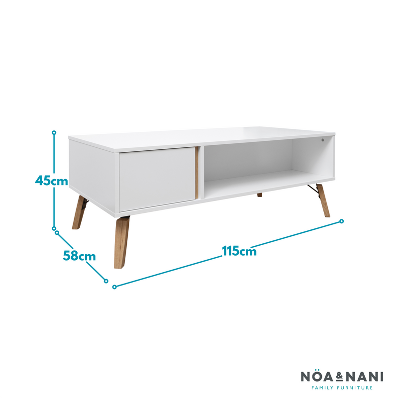 Otto Coffee Table with Storage in Classic White