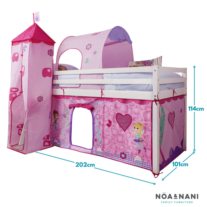 Moro Cabin Bed Midsleeper with Fairies Package in Classic White